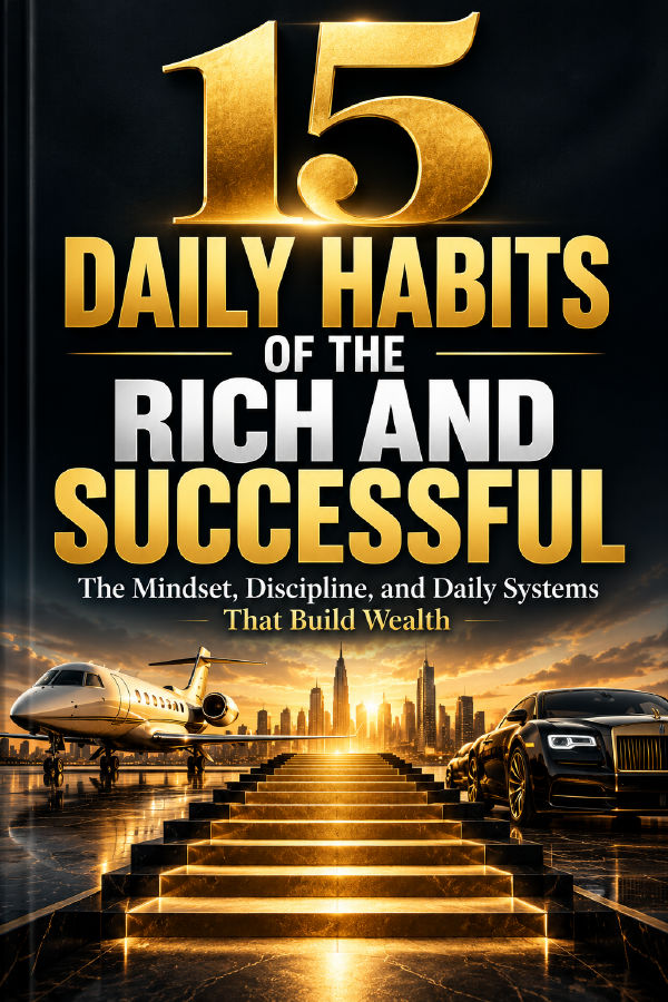 15 DAILY HABITS OF THE RICH AND SUCCESSFUL: The Mindset, Discipline, and Daily Systems That Build Wealth by Wisdom Library — book cover