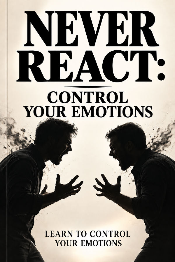 NEVER REACT: LEARN TO CONTROL YOUR EMOTIONS by Wisdom Library — book cover